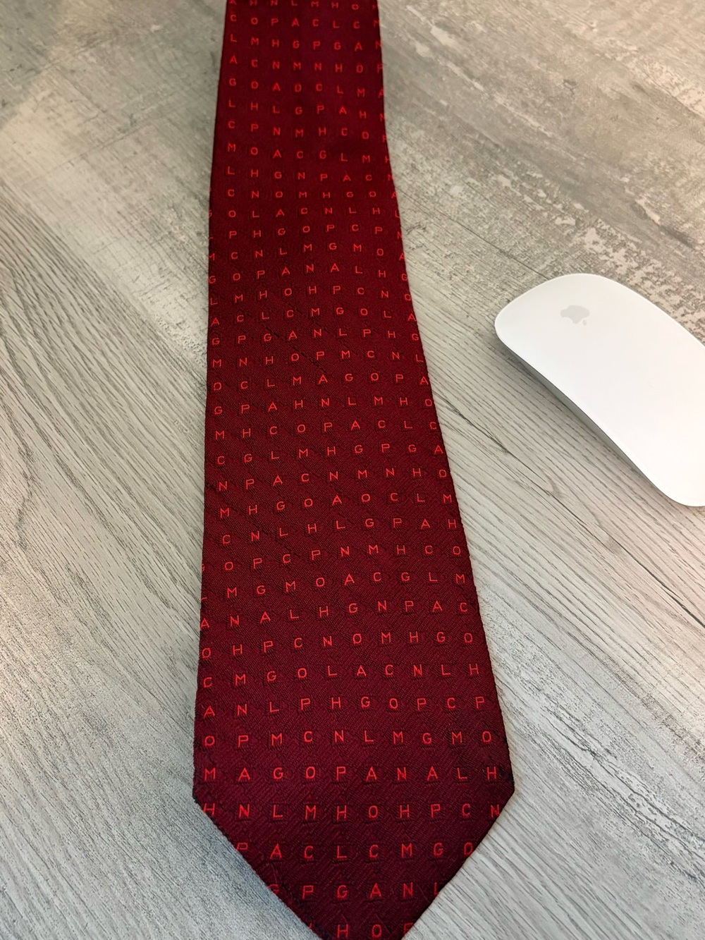 Men's Burgundy Patterned Silk Tie - Longchamp